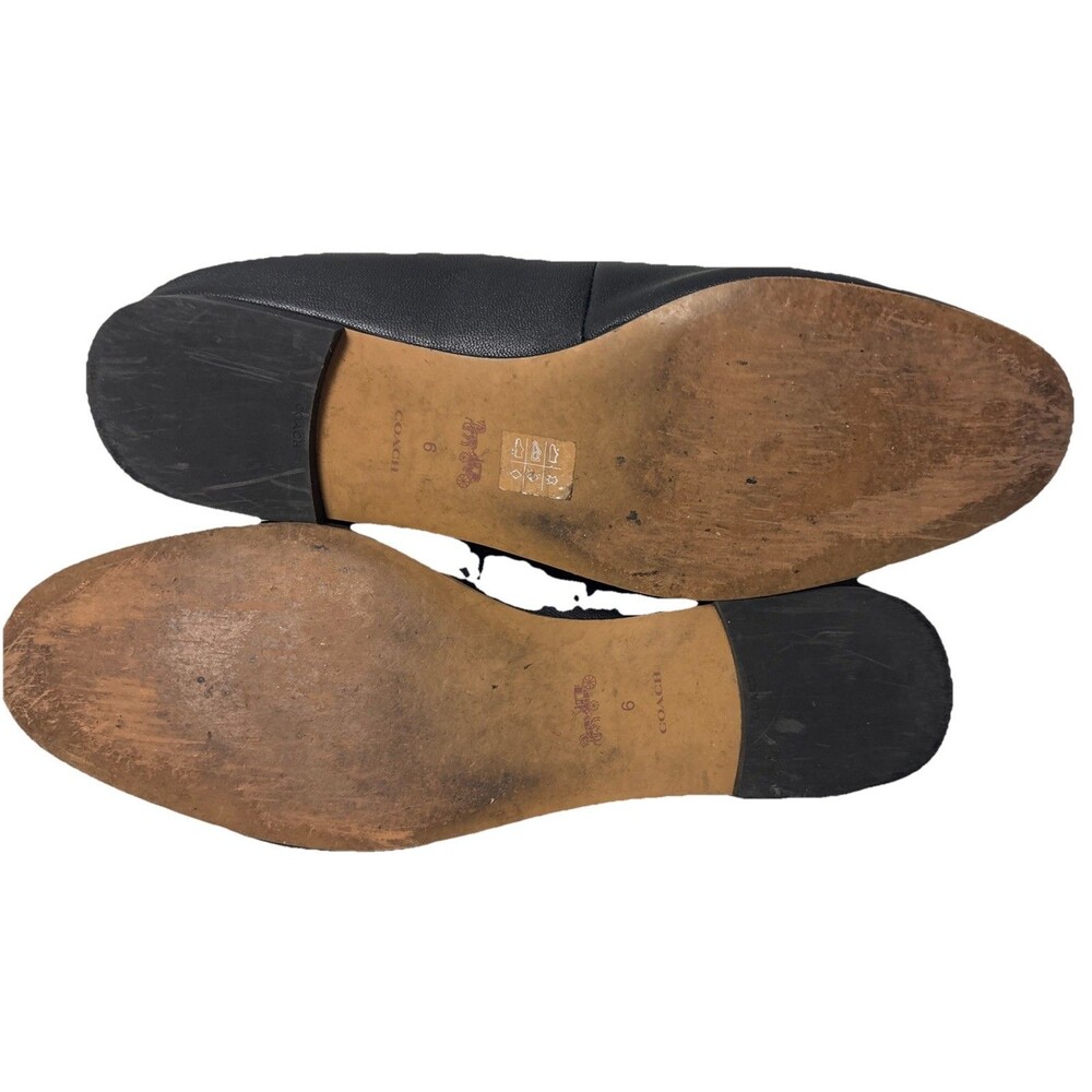 Coach Sienna Leather Slide Size 6 Black with Gold Logo Shoes Flats - Picture 10 of 10